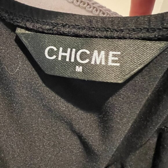 Chic Me Black Ladder cutout Slit Gold Buckle Ruched bodycon Dress, Size Medium - Picture 15 of 16